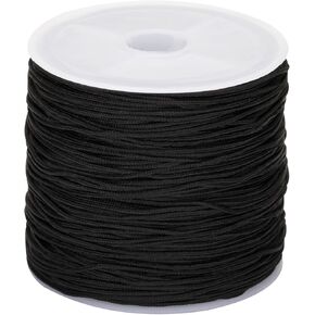 Anwyll 1.5mm Black Nylon Cord Wind Chime String,110 Yards Braided Lift Shade Cord Replacement,Windows Roman Rollers Repair,Nylon Bracelets String for DIY Crafts,Chinese Knotting,Gardening Plant