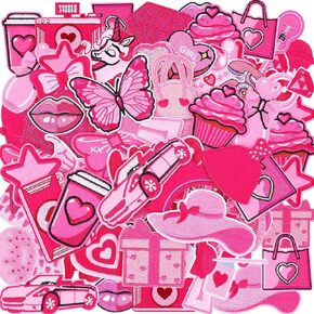 AUGSUN 60pcs Cartoon Embroidered Patches Random Assorted Styles Cute Theme Iron on Patches DIY Sew Applique Repair Patch Cute Preppy Sew on Patches for Backpacks Pants Clothes Jeans