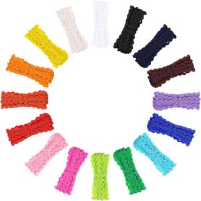 Chuangdi 88 Yards Rickrack Trim Ribbon for Sewing Zigzag Colorful Wave Bending Fringe Ribbon Sewing Trim Embellishments for Party Supplies(Multicolor)