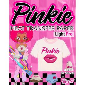 Pinkie Heat Transfer Paper for Inkjet Printer (10 Sheets,8.5x11") Printable Heat Transfer Vinyl for T-Shirts Iron On Transfers for Dark Fabrics (Dark Classic)…