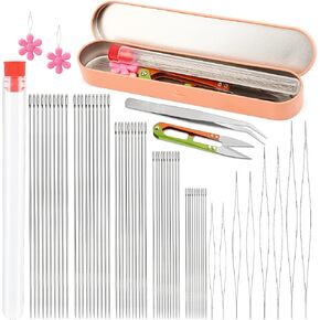58 Pcs Beading Needles for Jewelry Making, Big Eye Beading Needles Ultra-Thin Stainless Steel Craft Seed Bead Needles, Flexible Eye, Perfect for Beading, Embroidery & DIY Crafts