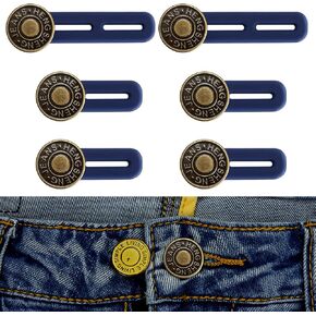 Button Extenders for Jeans, 6pcs Pants Extender Button for Women Men, Jean Button Extender, Waist Extenders, No Sew Instant Waistband Extender Buttons Metal Silicone for Jeans Pants Collar