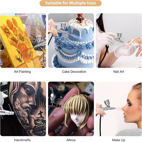 طقم البخاخة Gocher مع ضاغط الهواء ، و 40 فرشاة هواء عالية الضغط غير المتجانسة مع 0.2/0.3/0.5 مم مجموعات الفوهة/التنظيف ، مثالية للطلاء ، النمذجة ، ديكور الكيك ، المعجنات ، الماكياج ، فن الأظافر. in Kuwait