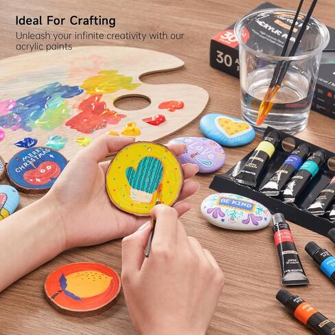 Shuttle Art Acrylic Paint Set, 30 x12ml Tubes Artist Quality Non Toxic Rich Pigments Colors Great for Kids Adults Professional Painting on Rocks Canvas Wood Clay Fabric Ceramic Crafts in Saudi Arabia