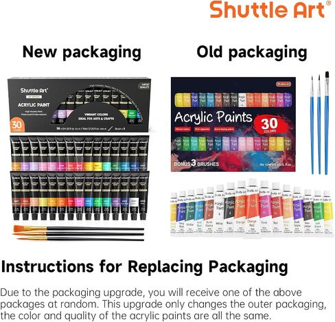 Shuttle Art Acrylic Paint Set, 30 x12ml Tubes Artist Quality Non Toxic Rich Pigments Colors Great for Kids Adults Professional Painting on Rocks Canvas Wood Clay Fabric Ceramic Crafts in Saudi Arabia