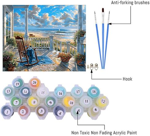 Bonfire Paint by Number Kits for Adult, DIY Oil Acrylic Painting Kits for Adults Beginners on Canvas, Night Sky Art and Crafts Kits forHome Wall Decor Gifts 16x20 inch in Kuwait