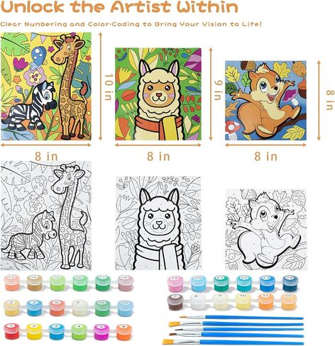 Sixth Space Paint by Numbers for Kids Ages 4-8, Beginner Framed Pre-Printed Acrylic Oil Painting, Includes (8x10, 8x9, 8x8 inch) Framed Canvas, 30 Acrylic Paint Pots, 5 Brushes, Pre-Drawn Canvas in Kuwait