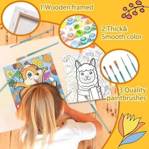 Sixth Space Paint by Numbers for Kids Ages 4-8, Beginner Framed Pre-Printed Acrylic Oil Painting, Includes (8x10, 8x9, 8x8 inch) Framed Canvas, 30 Acrylic Paint Pots, 5 Brushes, Pre-Drawn Canvas in Kuwait