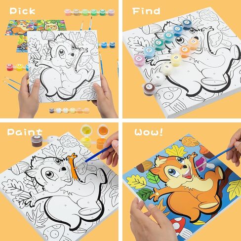 Sixth Space Paint by Numbers for Kids Ages 4-8, Beginner Framed Pre-Printed Acrylic Oil Painting, Includes (8x10, 8x9, 8x8 inch) Framed Canvas, 30 Acrylic Paint Pots, 5 Brushes, Pre-Drawn Canvas in Kuwait