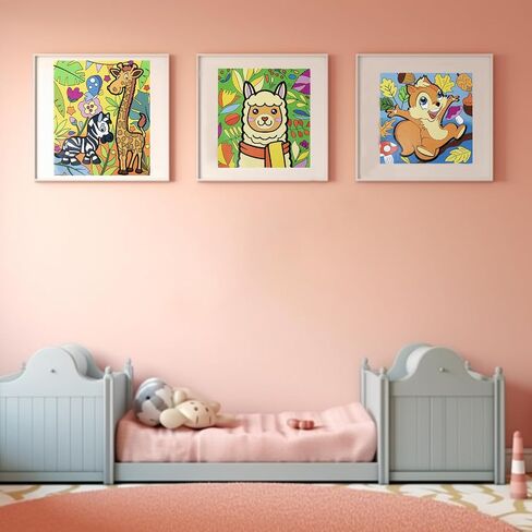 Sixth Space Paint by Numbers for Kids Ages 4-8, Beginner Framed Pre-Printed Acrylic Oil Painting, Includes (8x10, 8x9, 8x8 inch) Framed Canvas, 30 Acrylic Paint Pots, 5 Brushes, Pre-Drawn Canvas in Kuwait