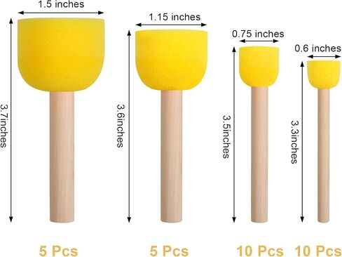 30 Pcs Round Sponges Brush Set, Round Sponge Brushes for Painting, Paint Sponges for Acrylic, Painting Tools for Kids Arts and Crafts (4 Sizes) in Saudi Arabia