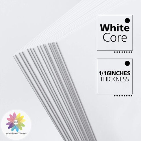 مركز لوحة MAT ، حزمة من 10 8.5x11 لوحات حصيرة أبيض غير مقطوع ، خالية من الأحماض ، سمك 4 فترات ، جوهر أبيض ، رائع للصور ، الصور ، دعم تأطير in Kuwait