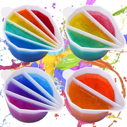 LET'S RESIN Silicone Split Cups,4Pcs Thicken&Reusable Resin Mixing Cups with 2-5Channels,Dividers Paint Supplies,Fluid Art for Resin Crafts,Acrylic Paint Pouring,Drawing, White in Kuwait