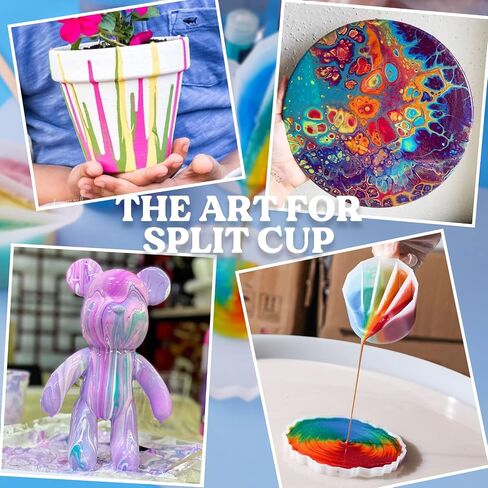 LET'S RESIN Silicone Split Cups,4Pcs Thicken&Reusable Resin Mixing Cups with 2-5Channels,Dividers Paint Supplies,Fluid Art for Resin Crafts,Acrylic Paint Pouring,Drawing, White in Kuwait