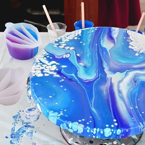 LET'S RESIN Silicone Split Cups,4Pcs Thicken&Reusable Resin Mixing Cups with 2-5Channels,Dividers Paint Supplies,Fluid Art for Resin Crafts,Acrylic Paint Pouring,Drawing, White in Kuwait