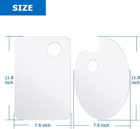 Tamaki 2 Pack 11.8 x 7.9 Inch Acrylic Paint Palette with Thumb Hole Clear Paint Pallet, Easy Clean Non-Stick Artist Pallet for Oil Watercolor Craft DIY Art Painting Palette in Saudi Arabia