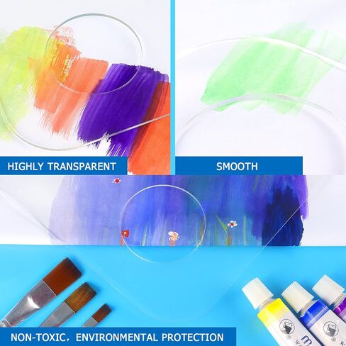 Tamaki 2 Pack 11.8 x 7.9 Inch Acrylic Paint Palette with Thumb Hole Clear Paint Pallet, Easy Clean Non-Stick Artist Pallet for Oil Watercolor Craft DIY Art Painting Palette in Saudi Arabia