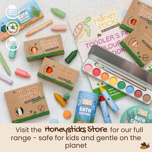 Honeysticks Non-Toxic Watercolor Paint Set for Kids and Toddlers - 8 Vibrant and Long Lasting Colors with Brush - Natural and Food Grade Ingredients - Child Safe Art Supplies - Great Gift Idea in Saudi Arabia