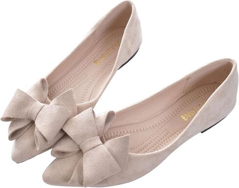 SAILING LU Bow Ballet Flats Womens Pointy Toe Flat Shoes Suede Dress Shoes Wear to Work Slip On Moccasins Pink Purple Size 10 in Saudi Arabia