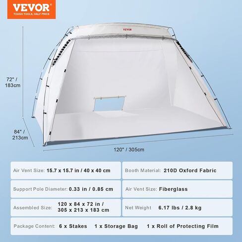 VEVOR Portable Paint Booth,10x7x6ft Larger Spray Paint Tent with Built-in Floor & Mesh Screen & Windproof Hooks, Painting Tent Station for Furniture DIY Hobby Tool, Spray Paint Shelter,Extra Large in Saudi Arabia