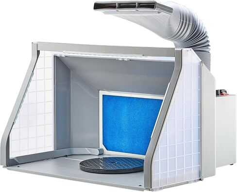 VEVOR Airbrush Spray Booth, Portable Hobby Airbrush Paint Spray Booth Kit with 4 LED Light, Powerful Dual Exhaust Fans, Turntable and 6 ft Extension Hose, for Painting Models, Arts, Crafts, Cakes in Saudi Arabia