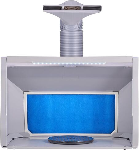 VEVOR Airbrush Spray Booth, Portable Hobby Airbrush Paint Spray Booth Kit with 4 LED Light, Powerful Dual Exhaust Fans, Turntable and 6 ft Extension Hose, for Painting Models, Arts, Crafts, Cakes in Kuwait