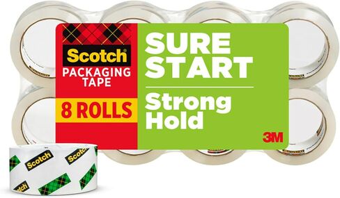Scotch Sure Start Packing Tape, Clear, Quiet Unwind and Easy Start, 1.88 in. x 54.6 yd., 8 Tape Rolls in Saudi Arabia