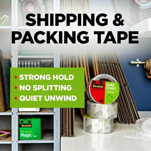 Scotch Sure Start Packing Tape, Clear, Quiet Unwind and Easy Start, 1.88 in. x 54.6 yd., 8 Tape Rolls in Saudi Arabia