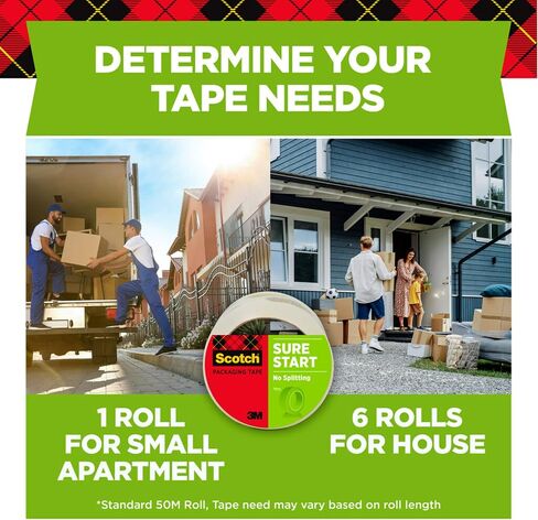 Scotch Sure Start Packing Tape, Clear, Quiet Unwind and Easy Start, 1.88 in. x 54.6 yd., 8 Tape Rolls in Saudi Arabia