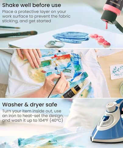 Colorful Fabric Paint Set for Clothes 12 Colors - Permanent Textile Paint Kit for Shoes, Canvas - Non-Toxic Slick Painting Set for Adults, Beginner & Artists in Kuwait