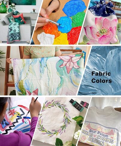 Colorful Fabric Paint Set for Clothes 12 Colors - Permanent Textile Paint Kit for Shoes, Canvas - Non-Toxic Slick Painting Set for Adults, Beginner & Artists in Kuwait