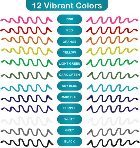 Novarbee- Fabric Paint, 12 Colors Puff Paint, 0.67 Oz, Fabric Paint For Clothes, 3d Puff Pens, Puff Paint For Crafts, Canvas, Glass, Clothing, Wood. in Saudi Arabia