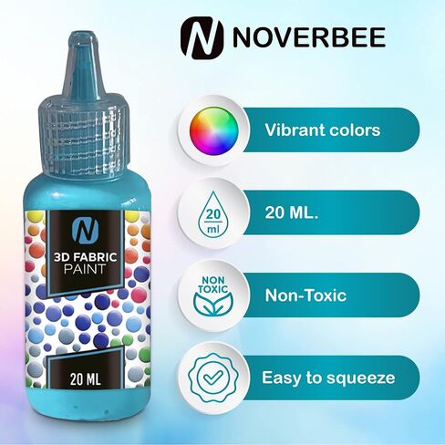 Novarbee- Fabric Paint, 12 Colors Puff Paint, 0.67 Oz, Fabric Paint For Clothes, 3d Puff Pens, Puff Paint For Crafts, Canvas, Glass, Clothing, Wood. in Saudi Arabia