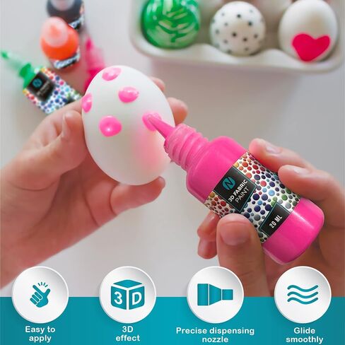 Novarbee- Fabric Paint, 12 Colors Puff Paint, 0.67 Oz, Fabric Paint For Clothes, 3d Puff Pens, Puff Paint For Crafts, Canvas, Glass, Clothing, Wood. in Saudi Arabia