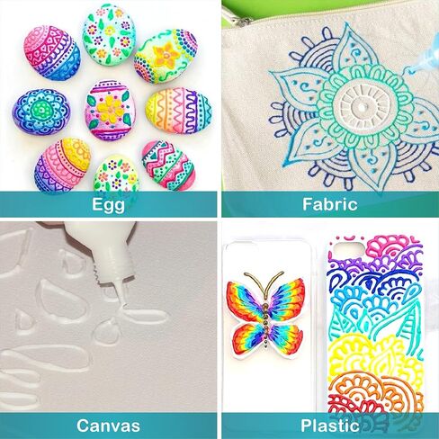Novarbee- Fabric Paint, 12 Colors Puff Paint, 0.67 Oz, Fabric Paint For Clothes, 3d Puff Pens, Puff Paint For Crafts, Canvas, Glass, Clothing, Wood. in Saudi Arabia