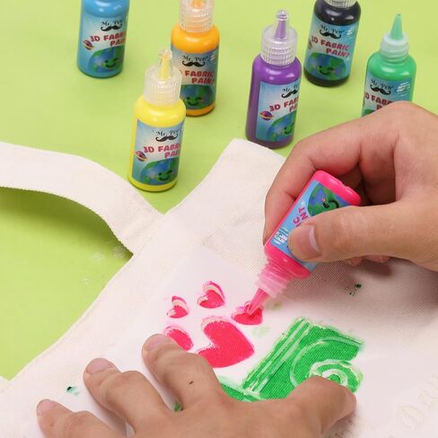 Mr. Pen- 3D Fabric Paint Set, 12 Colors, 0.67 oz, 3D Paint for Fabric, Paint for Fabric, 3D Paint for Clothing, T-Shirt Paint, Fabric Paint for Clothes in Saudi Arabia