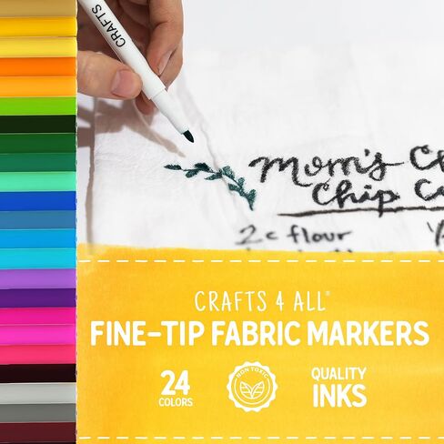 Fabric Pens for Clothes - Pack of 24 No Fade, Fabric Markers Permanent for Clothes - No Bleed, Machine Washable Shoe Markers for Fabric Decorating - Laundry Marker, Erases Stains Easily in Saudi Arabia