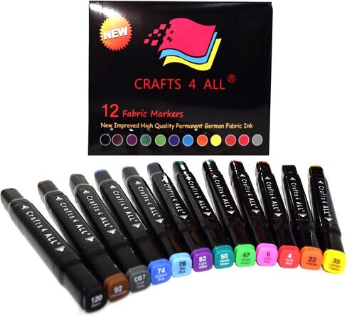 Fabric Pens for Clothes - Pack of 24 No Fade, Fabric Markers Permanent for Clothes - No Bleed, Machine Washable Shoe Markers for Fabric Decorating - Laundry Marker, Erases Stains Easily in Saudi Arabia