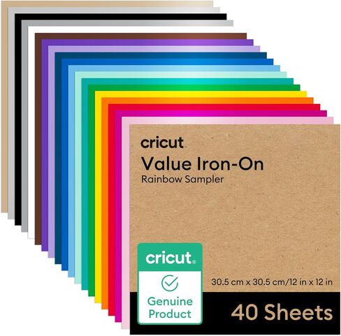 Cricut Value Iron On, Rainbow Sampler (12in x 12in, 10 Sheets) - HTV Heat Transfer Vinyl in Saudi Arabia