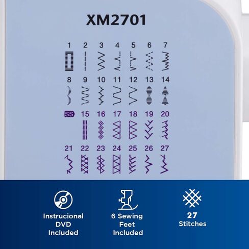 آلة الخياطة XM2701 ، خفيفة الوزن ، مميزة كاملة ، 27 غرز ، 6 أقدام شملت in Saudi Arabia