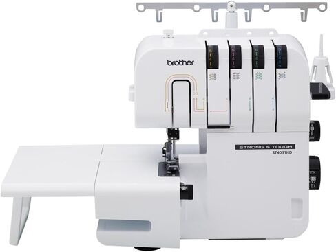 شقيق ST4031HD Serger ، Serger قوي وصعب ، 1300 غرز في الدقيقة ، آلة أوفاح إطار معدني متين ، طاولة تمديد كبيرة ، 3 أقدام ملحق ، 12.99 × 14.37 × 17.01 في. ، أبيض in Kuwait