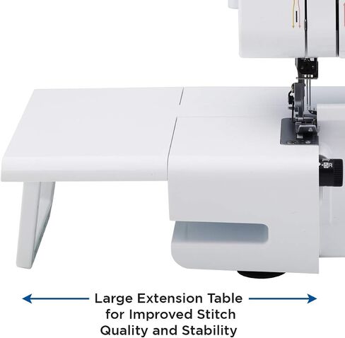 شقيق ST4031HD Serger ، Serger قوي وصعب ، 1300 غرز في الدقيقة ، آلة أوفاح إطار معدني متين ، طاولة تمديد كبيرة ، 3 أقدام ملحق ، 12.99 × 14.37 × 17.01 في. ، أبيض in Kuwait