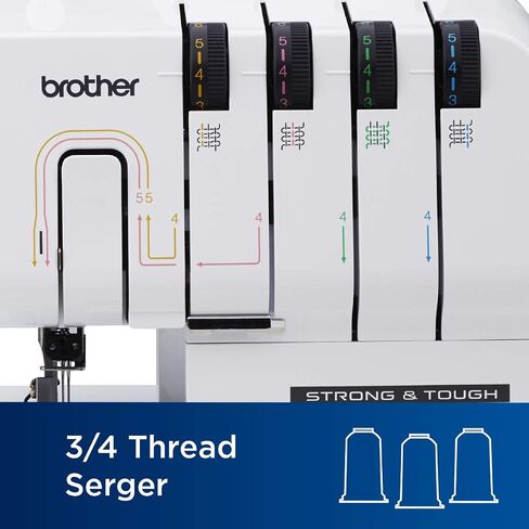 شقيق ST4031HD Serger ، Serger قوي وصعب ، 1300 غرز في الدقيقة ، آلة أوفاح إطار معدني متين ، طاولة تمديد كبيرة ، 3 أقدام ملحق ، 12.99 × 14.37 × 17.01 في. ، أبيض in Kuwait