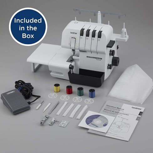 شقيق ST4031HD Serger ، Serger قوي وصعب ، 1300 غرز في الدقيقة ، آلة أوفاح إطار معدني متين ، طاولة تمديد كبيرة ، 3 أقدام ملحق ، 12.99 × 14.37 × 17.01 في. ، أبيض in Kuwait