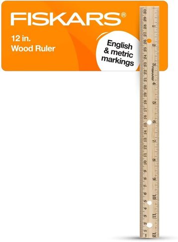 Fiskars Wood Ruler - 12" Straight Edge Ruler for Kids - Back to School Supplies for Students in Saudi Arabia