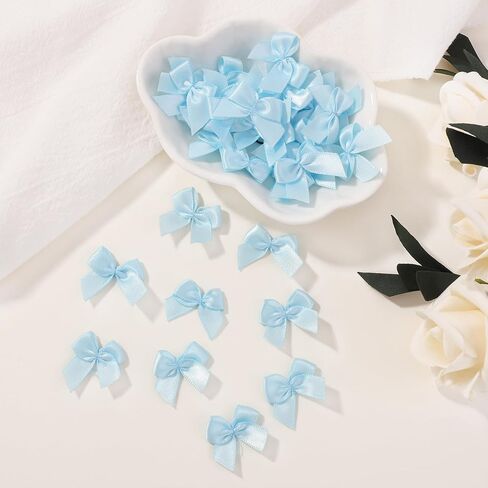Yoyokid 200 Pcs 1" Mini Satin Ribbon Bows Flowers DIY Crafts for Sewing Appliques Crafts Decoration Hair Accessories Wedding Gift Box Ornament, Multicolored(20 Colours) in Saudi Arabia