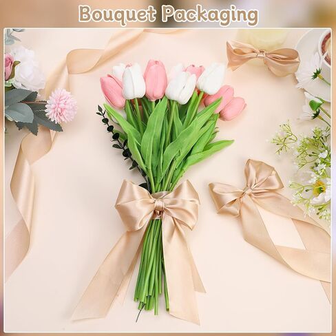 White Ribbon 60 Yards 1 1/2 inch White Satin Ribbon for Flower Bouquet Gift Wrapping Bows Making Wedding Party Easter Mother's Day Decorations in Kuwait
