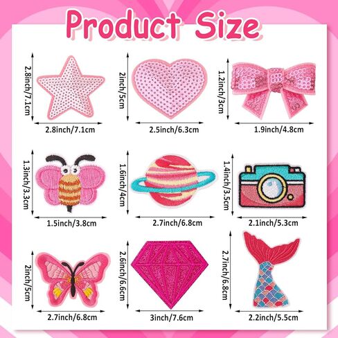 60pcs بقع مطرزة وردية عشوائية أنماط متنوعة من الحديد على بقع الفتيات للبنات Cowgirl Western Sew Sew Sear Patch Preppy Cut in Kuwait