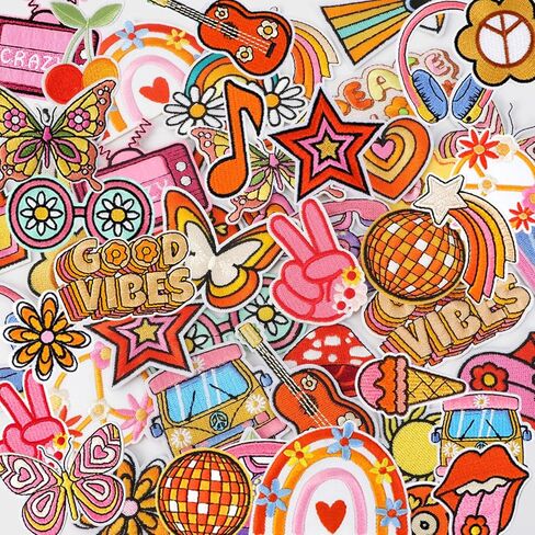 60pcs بقع مطرزة وردية عشوائية أنماط متنوعة من الحديد على بقع الفتيات للبنات Cowgirl Western Sew Sew Sear Patch Preppy Cut in Kuwait