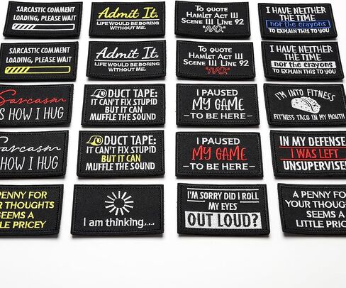 Hargs 20pcs Funny Tactical Morale Patches Pack, Hook & Loop Patches Set for Caps, Bags, Backpacks, Vest, Military Uniforms,Tactical Gears Etc in Kuwait